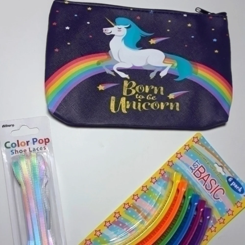 Born To Be Unicorn Bag, Banana Clips, Laces Bundle